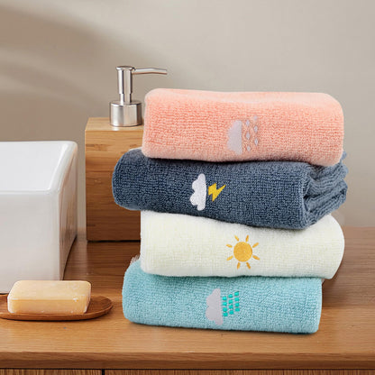 Dewocke 4PCS Children's Facial Towel, Kids Washcloth Towels, Cotton Kids Face Towels, Cute Hand Towel Set, Embroidered Children Towels