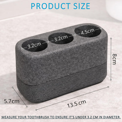 Blissilk Electric Toothbrush Holder Freestanding, Durable Resin Organizer with 3 Slots and Drainage for Bathroom Countertop, Vanity, and Sink - Grey