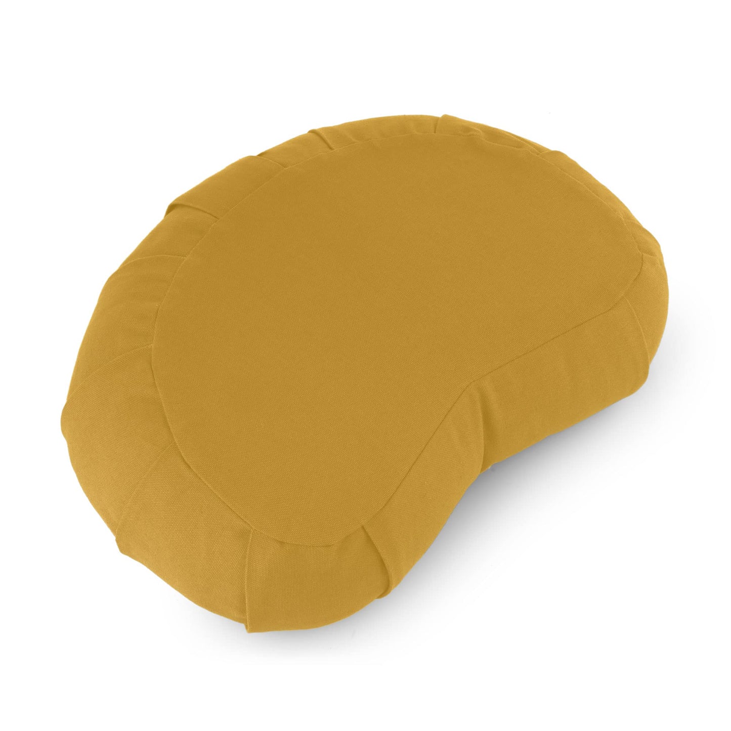 basaho CRESCENT Zafu Meditation Cushion | Organic Cotton | Buckwheat Hulls | Removable Washable Cover (Mustard)