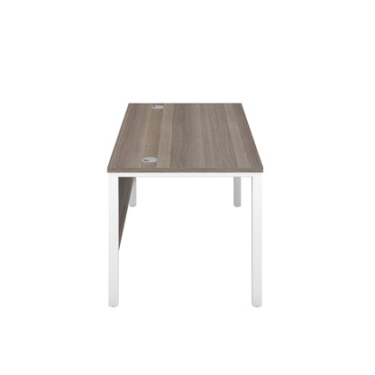 Office Hippo Heavy Duty Rectangular Goalpost Desk, Integrated Cable Ports, PC Desk For Office or Home, 5 Yr Wty, MFC - Grey Oak Top, White Legs