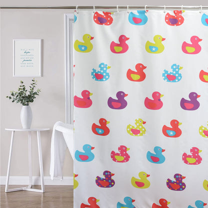 YISURE Water-repellent Shower Curtain, Little Duck Printed, 71x71 Inch