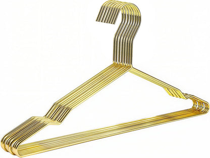 Qualsen Metal Wire Coat Hangers for Clothes, Gold 10 Pack, 42cm