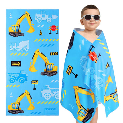WERNNSAI Truck Microfibre Beach Towel for Kids, 76 x 150cm Bath Towel