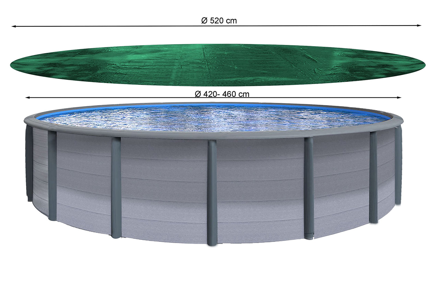 QUICK STAR Winter Swimming Pool Cover Round 180g/m? for Poolsize 420-460cm (15ft) Tarpaulin dimension ? 520cm Green