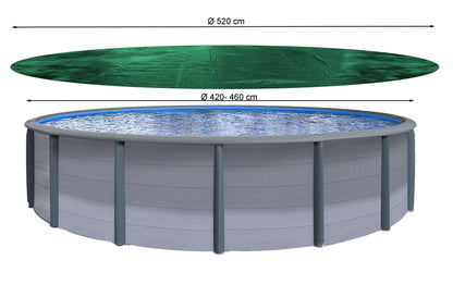QUICK STAR Winter Swimming Pool Cover Round 180g/m? for Poolsize 420-460cm (15ft) Tarpaulin dimension ? 520cm Green
