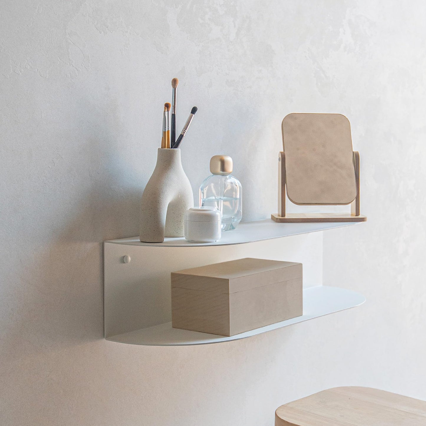 MILUKA Dressing Table Wall-Mounted in White 60?cm | Floating Makeup Vanity with 2 Shelves | Slim Console or Narrow Bedside Table ? Ovva Model