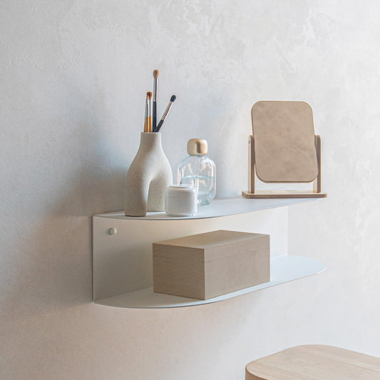 MILUKA Dressing Table Wall-Mounted in White 60?cm | Floating Makeup Vanity with 2 Shelves | Slim Console or Narrow Bedside Table ? Ovva Model