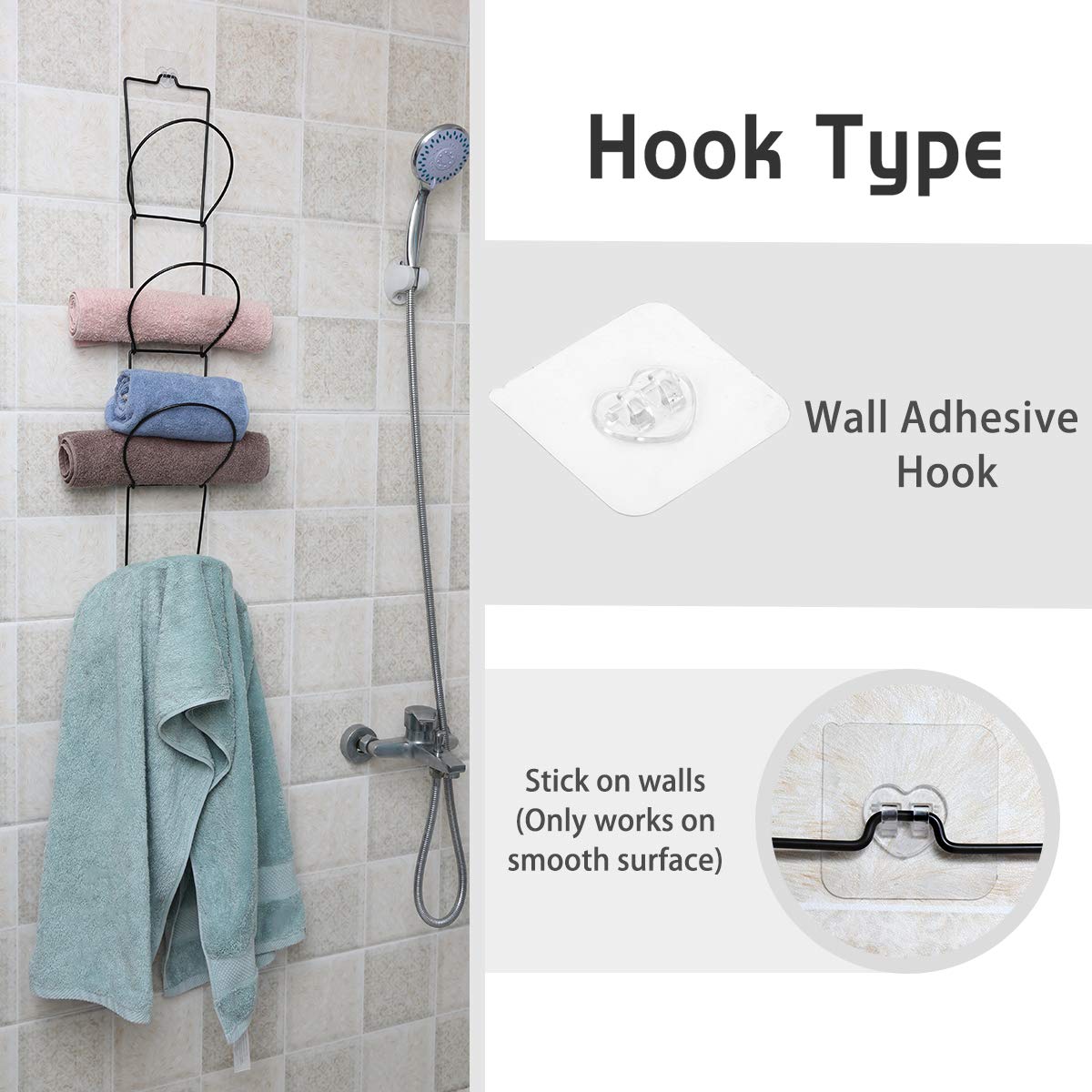 Livememory Hanging Hat Rack, Baseball Caps Hat Racks for Door, Wall, Closet, Bathroom, 10pcs (Black)