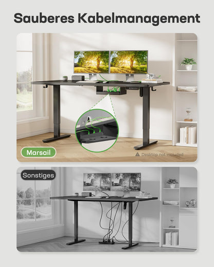 Marsail Height Adjustable Desk Frame, Electric Table Legs with Powerful Motor, 176 lbs Maximum Load, for Various Desktops, Adjustable Table Legs