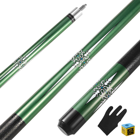 ASMPCUE Pool Cue 58 Inch Billiard Cue Hardwood Pool Cue 13 mm Tips for Professional Billiard Players, 1/2 Cue Sticks for Billiard Table Sports, Green