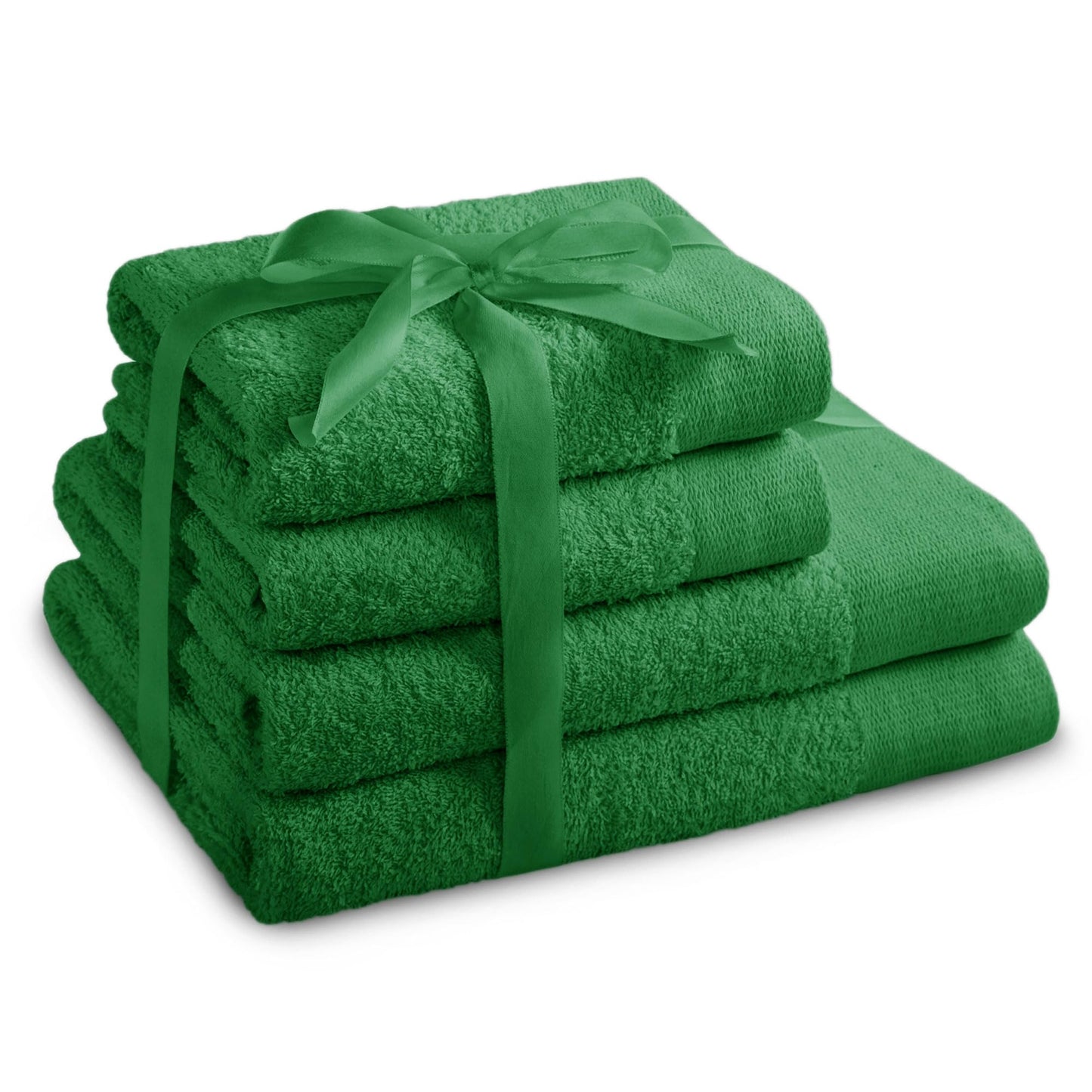 AmeliaHome Set 4pcs 2 Towels 50x100 cm and 2 Bath Towels 70x140 cm 100% Cotton Absorbent Green Amari