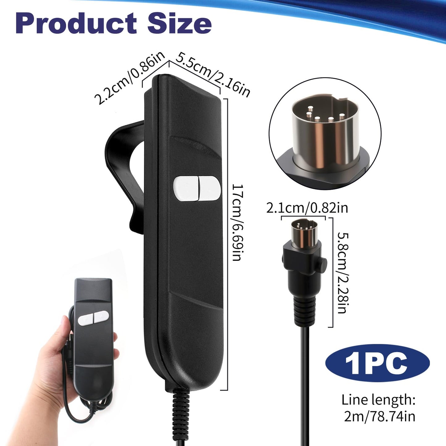 5 Pin Recliner Chair Electric Controller 2M/78Inch Recliner Lift Remote
