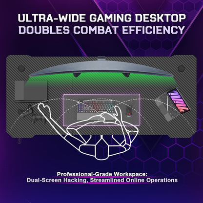JUMMICO Gaming Desk 80 x 50 cm, Gaming Table Computer Desk Z Shaped PC Gamer Desk for Home Office, Gaming Desk with Headphone Hook, Black