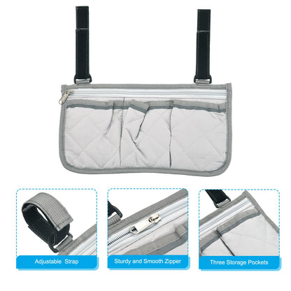 PATIKIL Beach Chair Armrest Bag, Waterproof Beach Chair Hanging Storage Pouch Arm Rest Magazine Snack Bag with 4 Pockets for Camping Outdoor, Grey