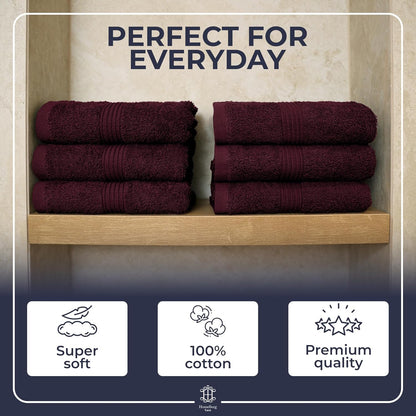 HomeBurg Luxe 6-Piece Towel Set – Soft & Absorbent Cotton, Quick-Drying, Easy Care, 40 x 70 cm, Velvet Wine
