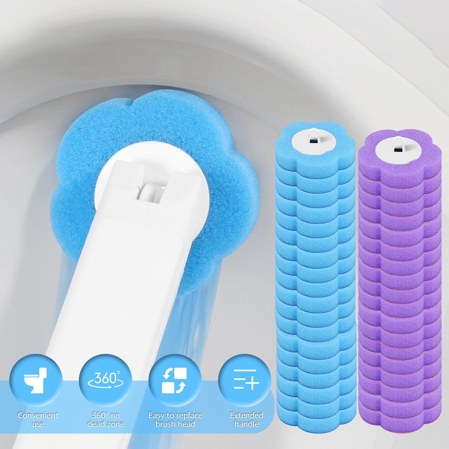 36Pcs Toilet Wand Refill Pads, Toilet Brush Replacement Heads, Toilet Brush Refills Pads