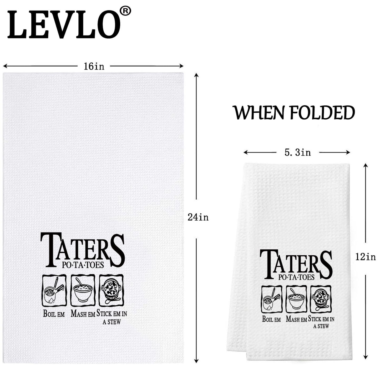 LEVLO Funny Potato Tater Kitchen Towel (Taters Potatoes)
