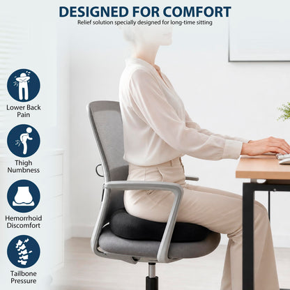 Cazoro Donut Cushion & Donut Pillow for Tailbone Pain Relief - Memory Foam Coccyx Seat Cushion for Hemorrhoids, Sciatica, Postpartum & Pregnancy