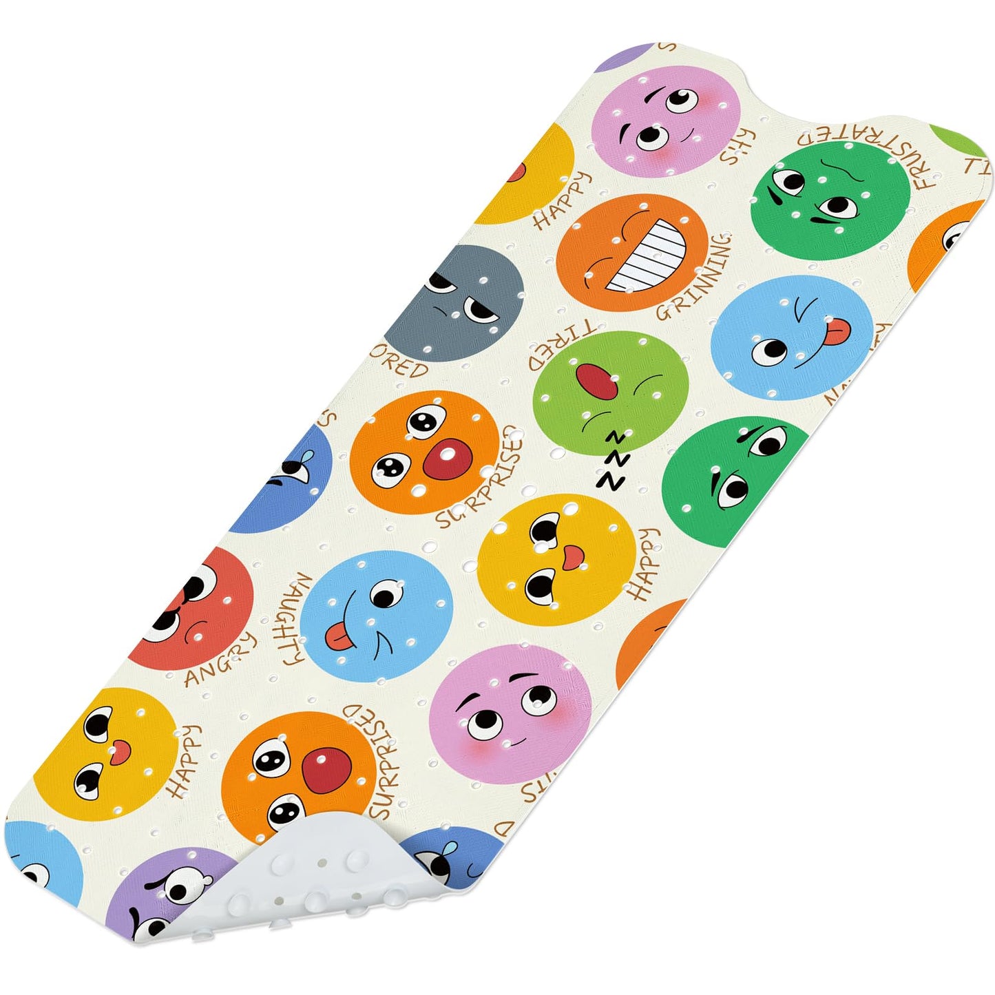 SHUCHING Emotions Bath Mat Non Slip Kids, 100 X 40 cm Extra Long Baby Bathtub Mat Anti Slip, Childrens Shower Mat Non Slip Anti Mould for Bathroom