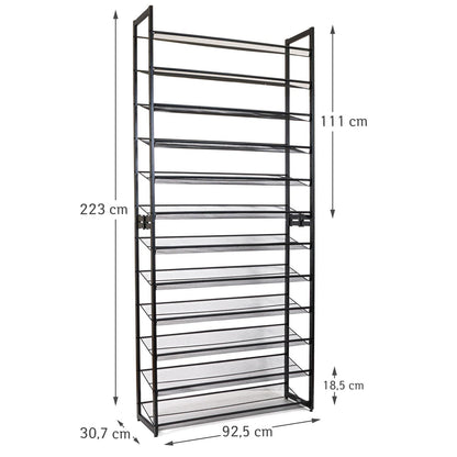 Tatkraft Eiffel - Metal Shoe Rack, 12 Tiers, Holds 60 Pairs, Up to 120 kg