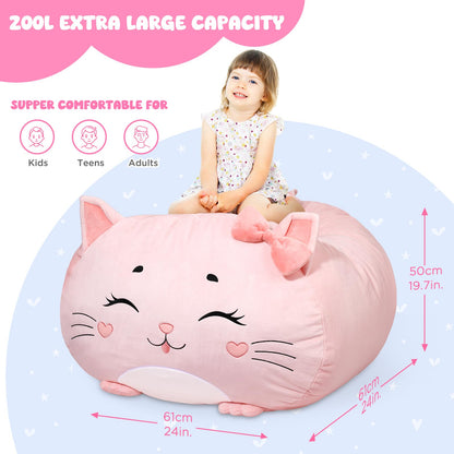 GAGAKU Cuddly Toy Bean Bag Storage Cover 200 L, XXL Toy Storage Bag for Children's Room Large Fillable Zip Bean Bag for Organising (Citty)