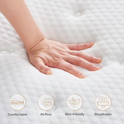 Hiepunos King Size Mattress,10.2 INCH Hybrid Memory Foam and Individually Pocket Spring,5FT King Mattress Medium Firm,Ergonomic Pressure