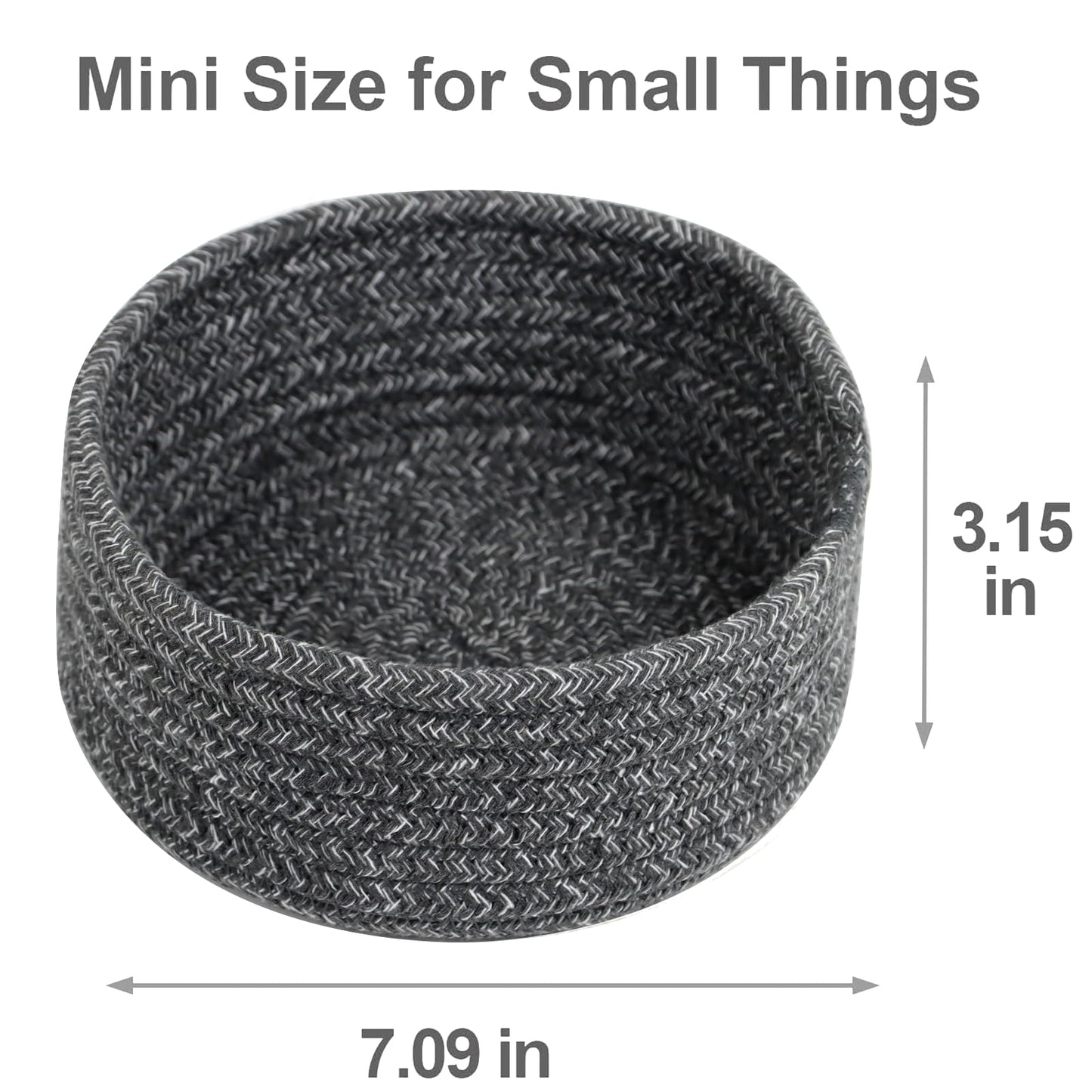 Small Basket, Set of 3 Woven Baskets, Cotton Rope Small Baskets for Organizing, Cute Mini Tiny Storage Basket for Gifts