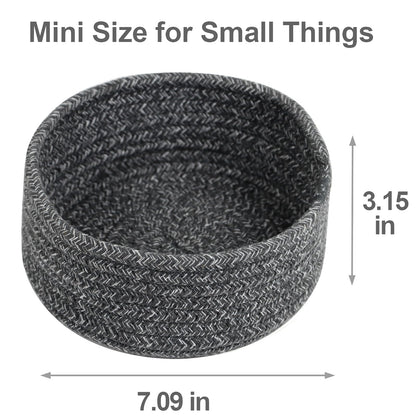 Small Basket, Set of 3 Woven Baskets, Cotton Rope Small Baskets for Organizing, Cute Mini Tiny Storage Basket for Gifts