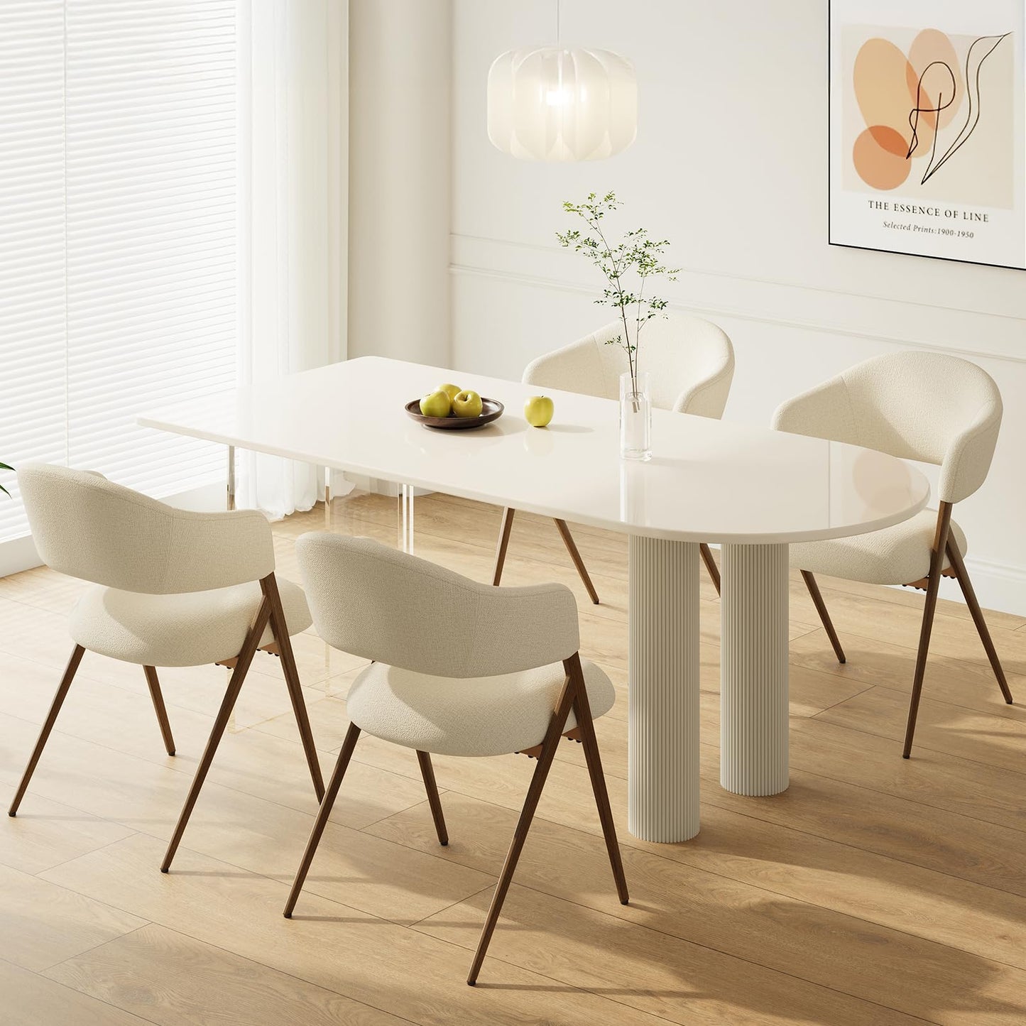 COLAMY Ergonomic Linen Dining Chair with 135° Recline, Breathable Cotton-Linen Fabric, Wooden-Look Metal Legs, 125kg Capacity