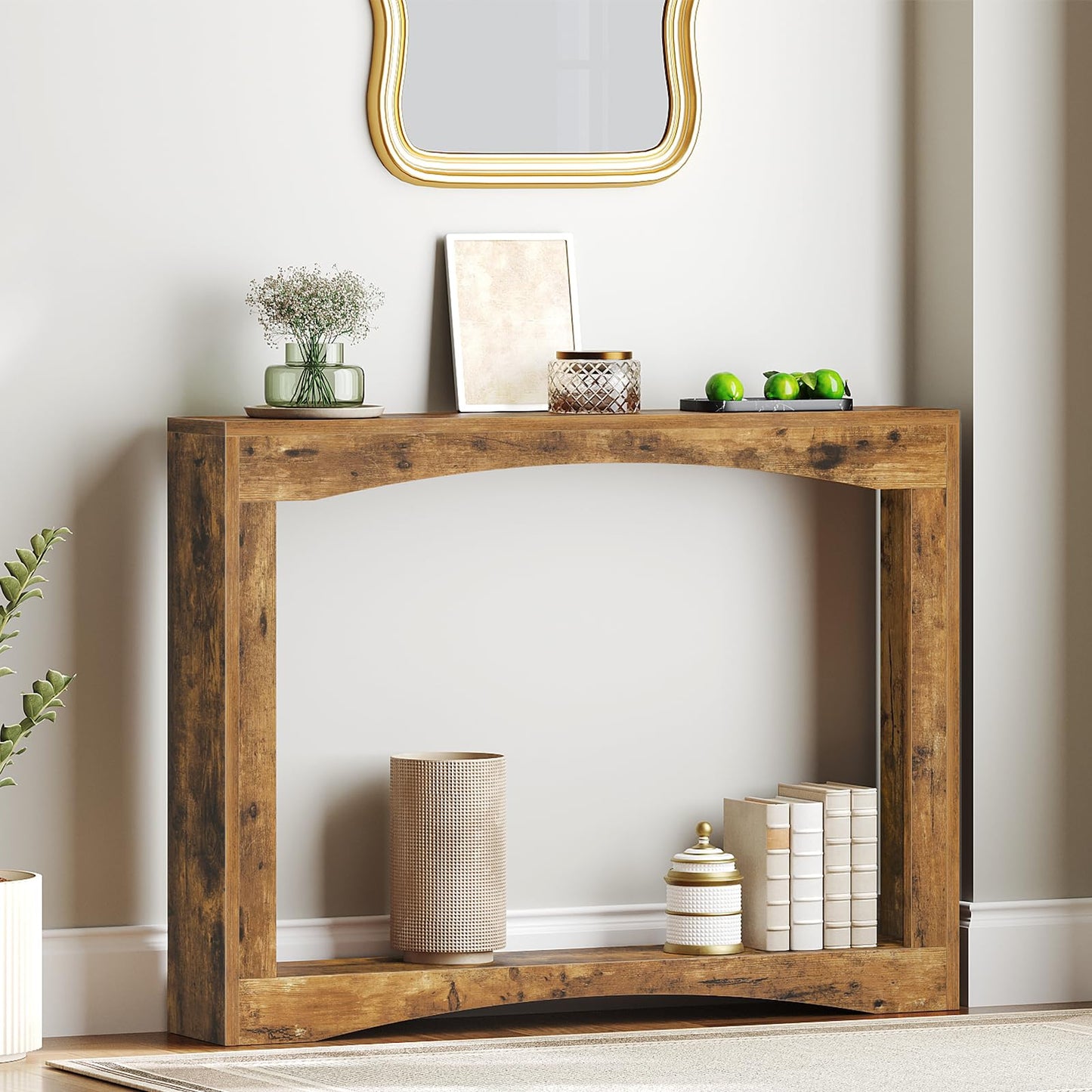YATINEY Narrow Console Table, 15 cm Thin Entryway Table, Behind Couch Table for Small Spaces, Small Farmhouse Hallway Table, for Living Room, Hallway