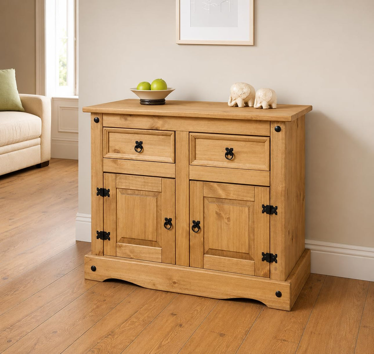 Mews Corona 2 Door 2 Drawer Small Sideboard, Mexican Pine