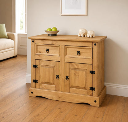Mews Corona 2 Door 2 Drawer Small Sideboard, Mexican Pine