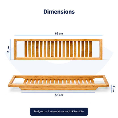 Besto Bath Caddy Tray for Bathtub | Bamboo Wooden Bath tray for Bathroom | Bath Shelf for Reading, Relaxing & Placing Accessories Like Scented Candle