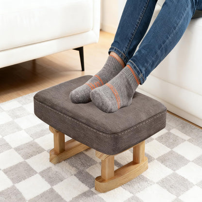 Xygobla Small Solid Wood Footstool with Padded Seat