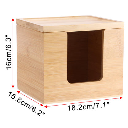 BTSKY Bamboo Disposable Face Towel Box Holder, Tabletop Storage Box
