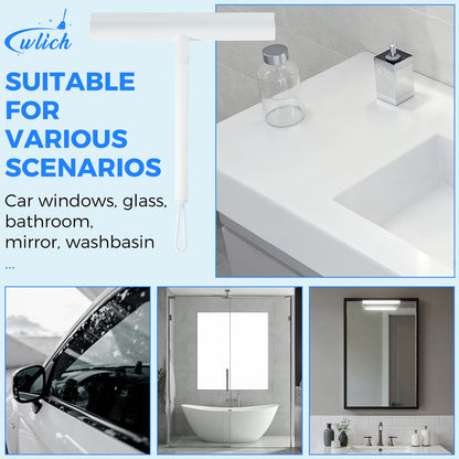 Thboxes Shower Squeegee, 8In Window Glass Silicone Scraper with Hook, White