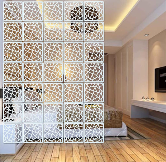 12Pcs/Set White Hanging Room Divider Screens DIY Panel Screens Partition Wall Dividers Room Decorative With All Accessories 29 x 29 cm (M1)