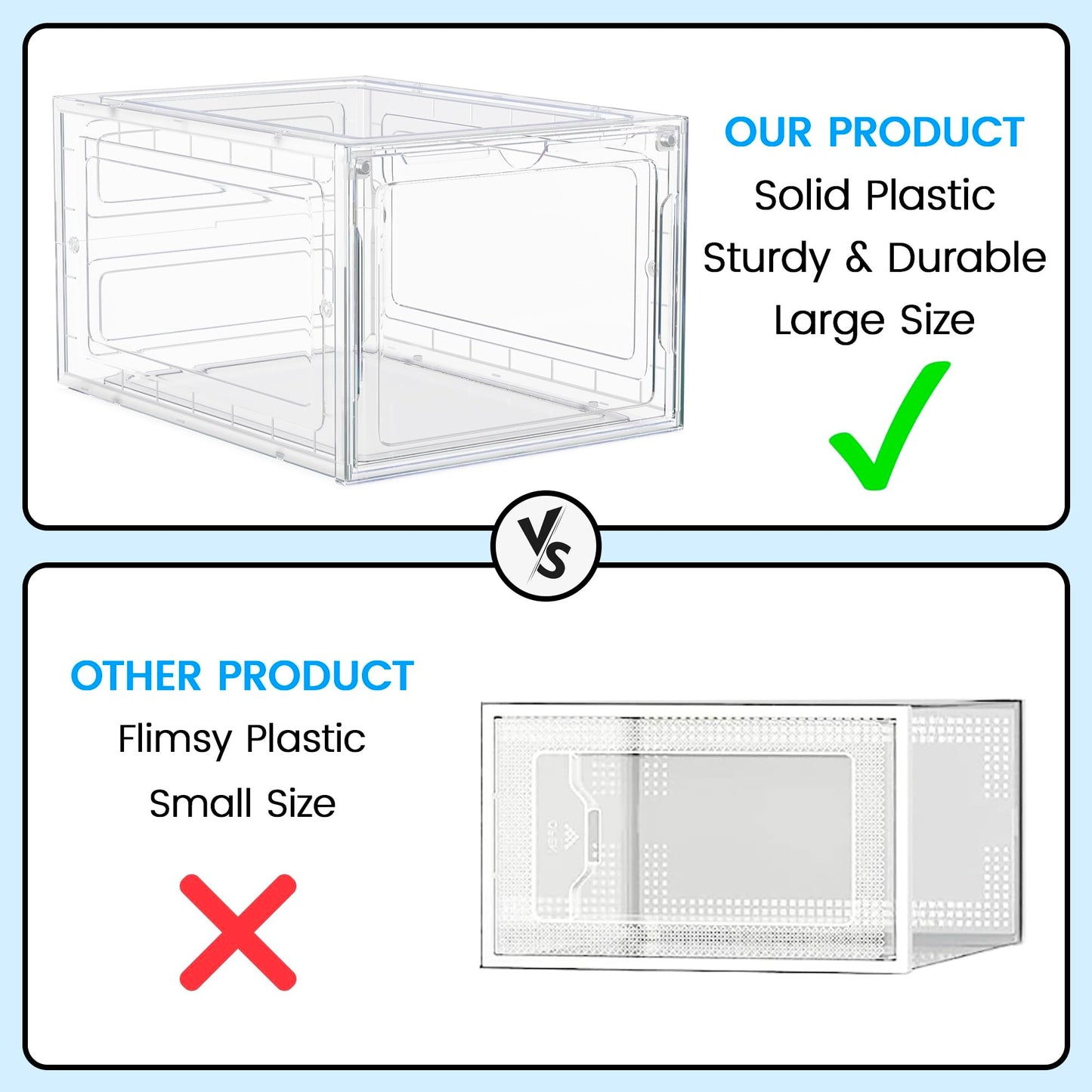 Unique Impression 8 Pack Shoe Storage Box - Clear Stackable Boxes - Plastic Trainer Storage Boxes - Transparent Shoe Display Containers