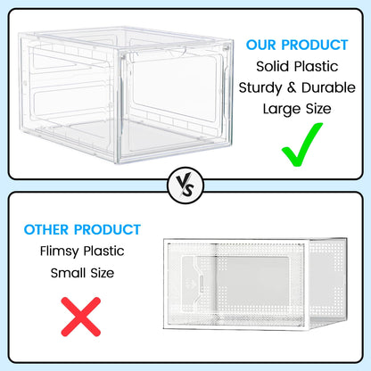 Unique Impression 8 Pack Shoe Storage Box - Clear Stackable Boxes - Plastic Trainer Storage Boxes - Transparent Shoe Display Containers
