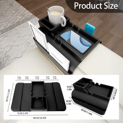 A1DIEE Couch Arm Cup Holder Silicone Sofa Armrest Tray with 5 Side Pockets