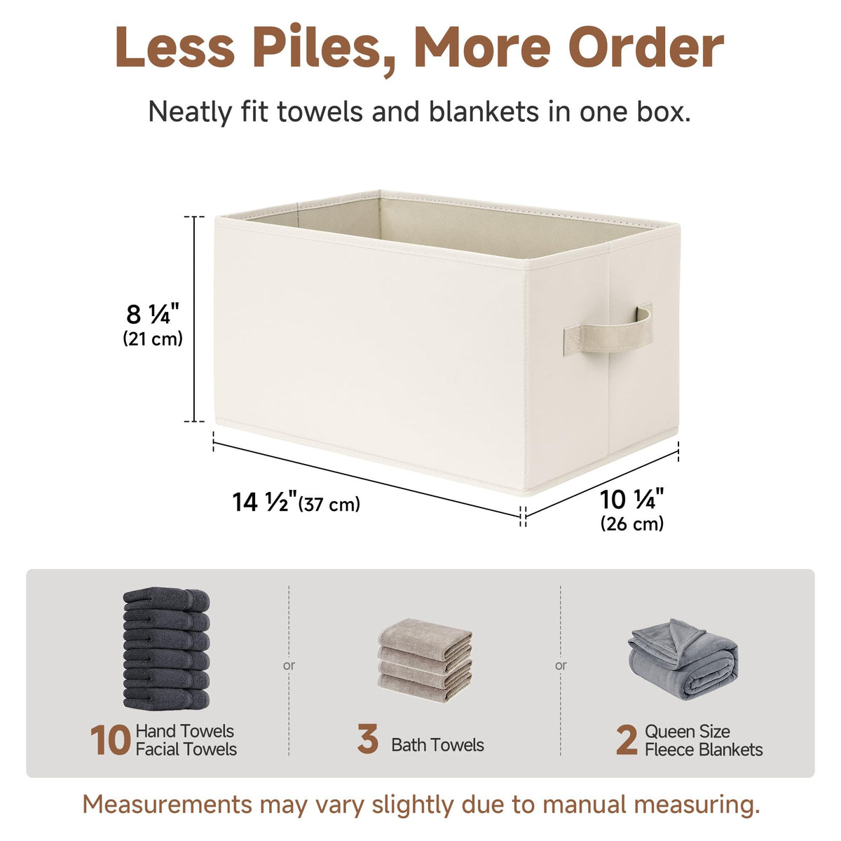 StorageWorks Storage Baskets for Shelves, Wardrobe Storage Boxes with Handles, Cupboard Storage Boxes for Clothes