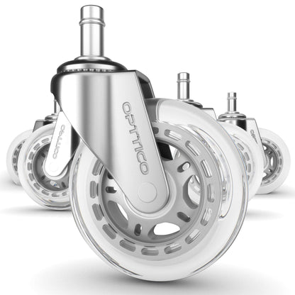 OPTTICO Office Chair Caster Wheels Replacement Set - 3" Heavy Duty Desk Chair Rollers for Hardwood Floors - 650 lbs Load Capacity, 5 Pack