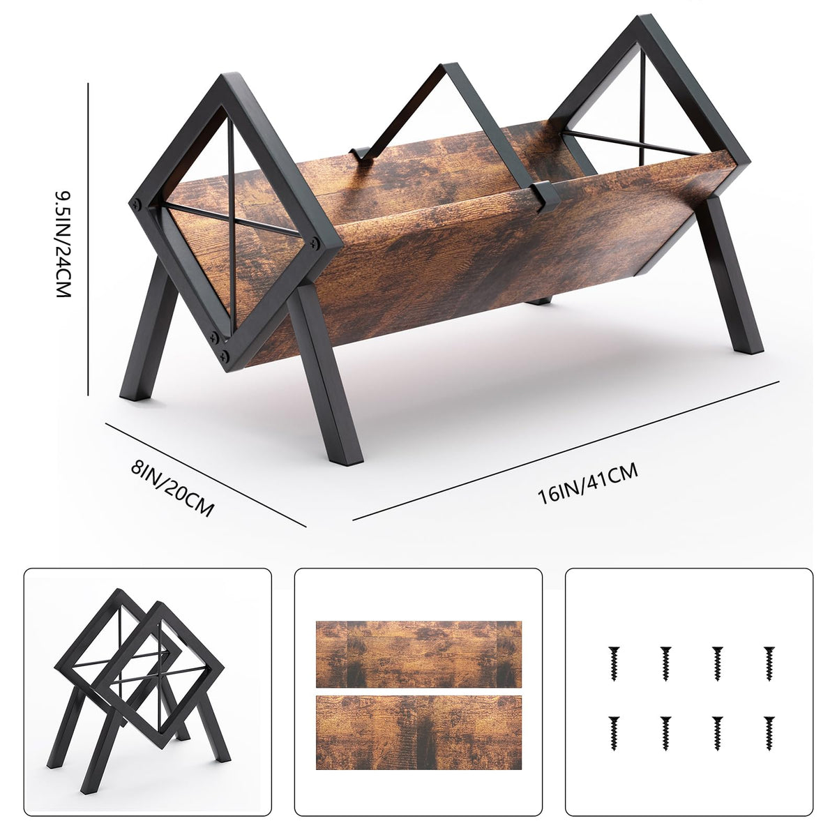 ASIFMTHOT Desk Bookshelf, Retro Tabletop Book Organizer & Mini Tilting Bookcase for Books/Magazines/Albums