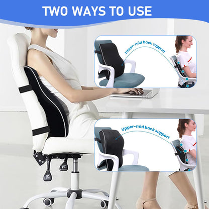Chiziyixin Back Support for Office Chair, Memory Foam Lumbar Support Cushion with 2 Adjustable Straps, Black Back Lumbar Pillow for Office Chair