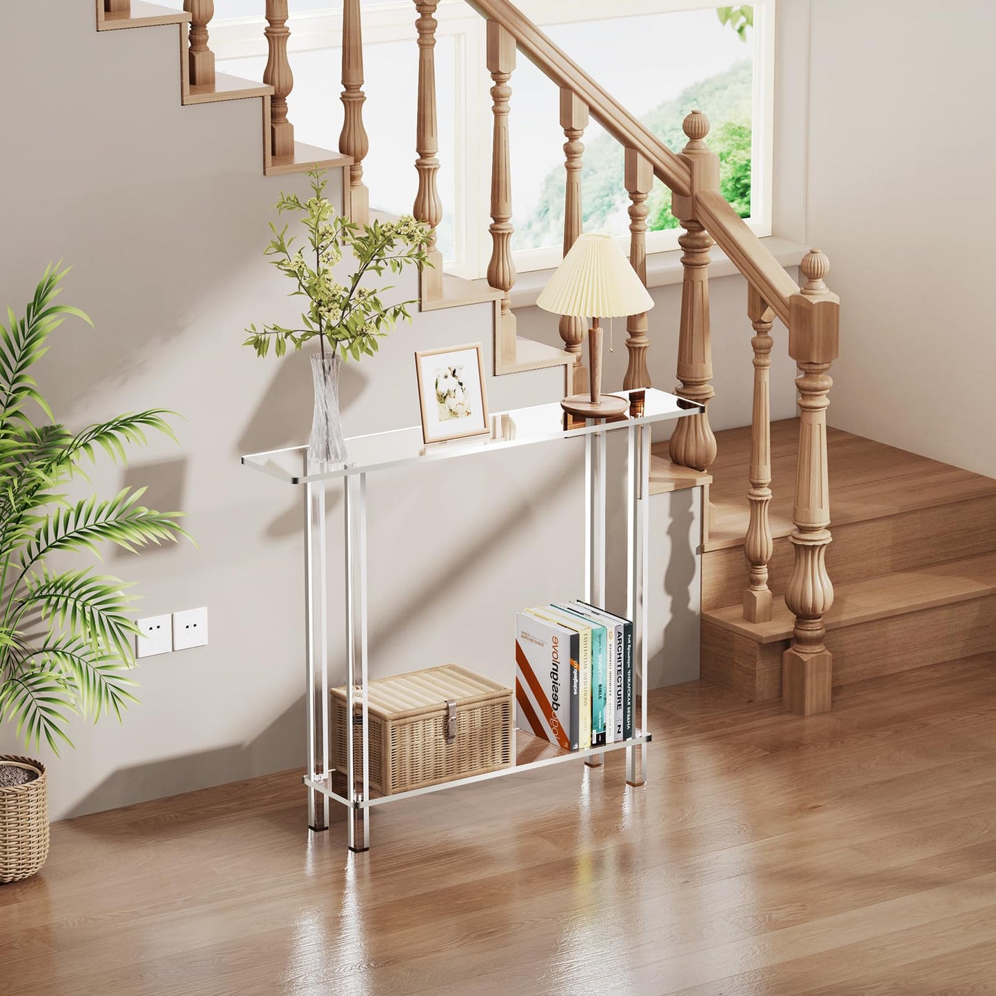 solaround Acrylic Console Table for Hallway, Clear, 100 x 20 x 80 cm