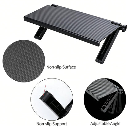 Wesoke TV Top Shelf Screen Top Storage Stand, Black Computer Monitor Top Mounting Bracket Adjustable Cable Box Mount Shelf with 13 inch/33cm Platform