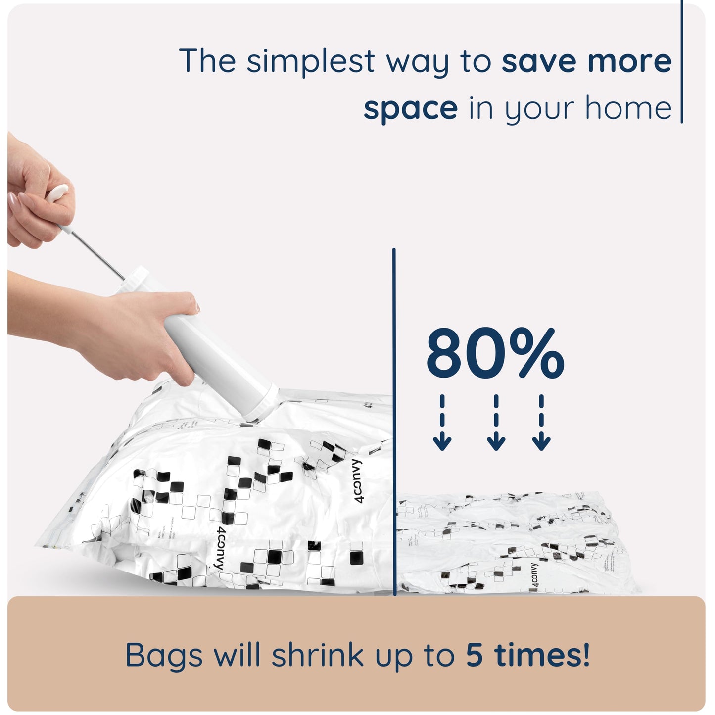 4CONVY Vacuum Storage Bags for Clothes, Comforters, and Bedding - Reusable Vacuum Bags - 10 Pieces Vacuum Storage Bags - Space-Saving Bags