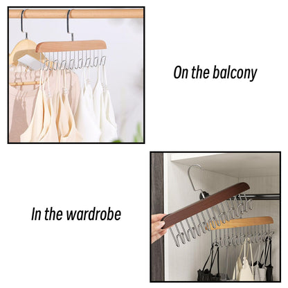 Wooden Belt Hanger 4 Pack, Non Slip Bra Hangers(White)
