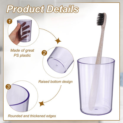 sourcing map 4Pcs Bathroom Tumbler, 350ml (11.83 Oz) Toothbrush Cups Unbreakable Solid Color Plastic Mouthwash Cup Stackable Reusable Tumbler for