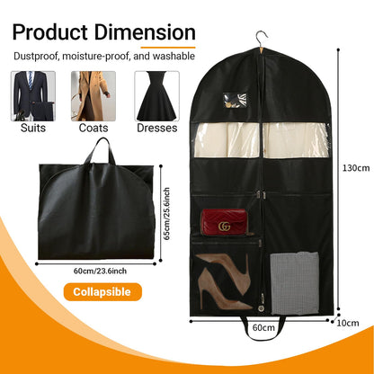 3 Pack Suit Bags, 51"Travel Garment Bags, Wrinkle-Free Suit Bag for Men Women, Foldable Dress Cover with 2 Handles for Wardrobes, Blazers, Dresses